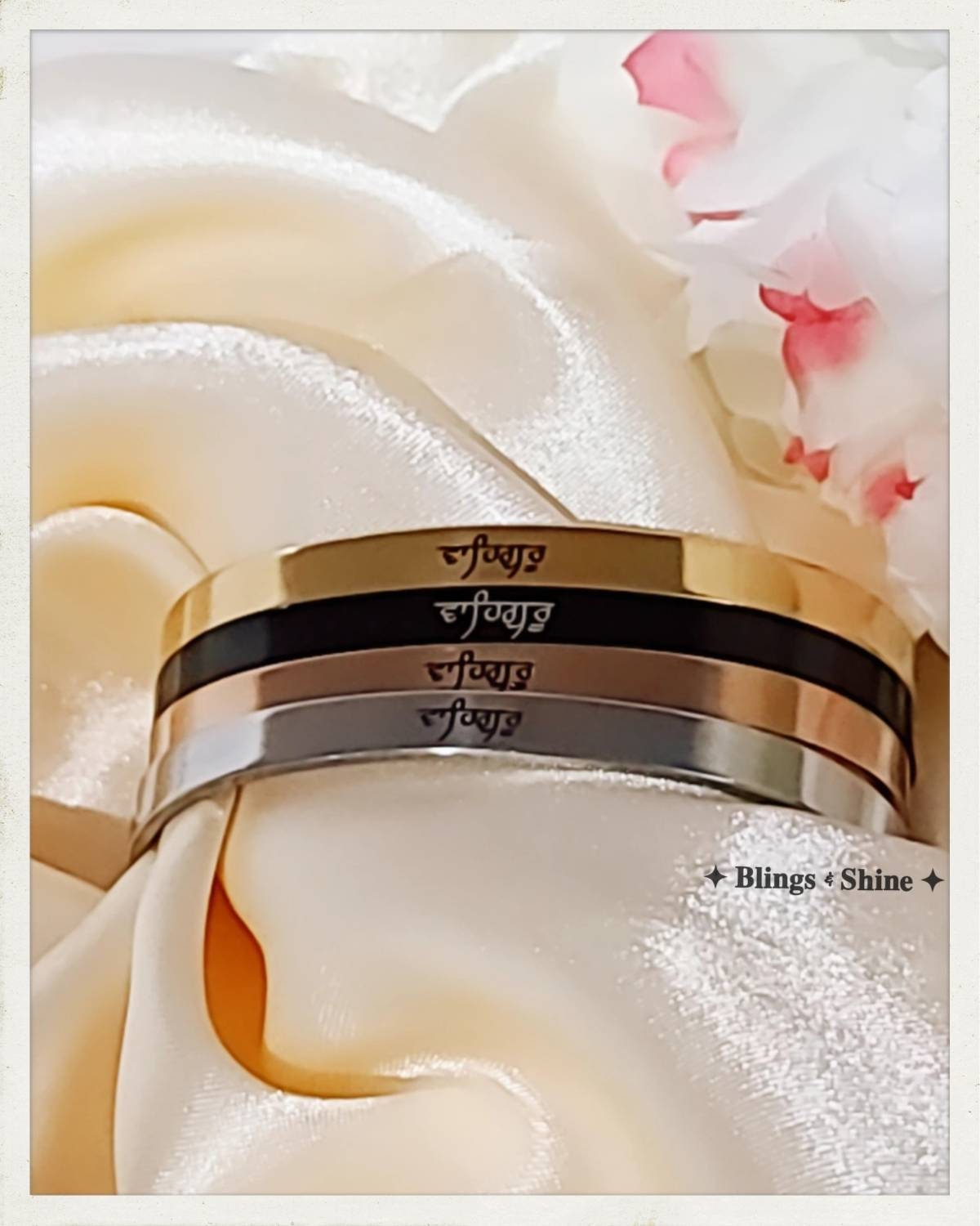 "WAHEGURU" Engraved cuff bangle