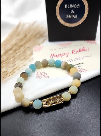 Natural stone 'BROTHER' bracelet Rakhi