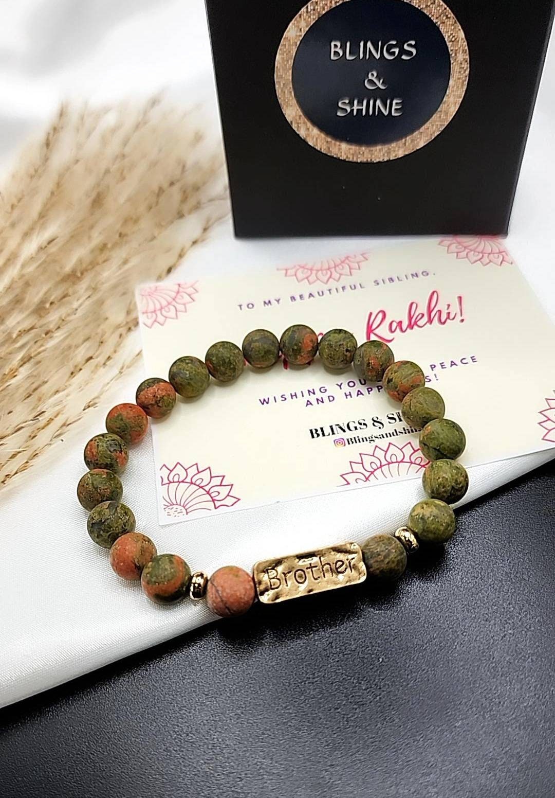 Natural stone 'BROTHER' bracelet Rakhi