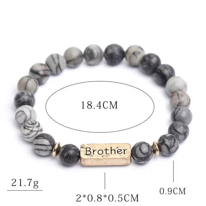 Natural stone 'BROTHER' bracelet Rakhi