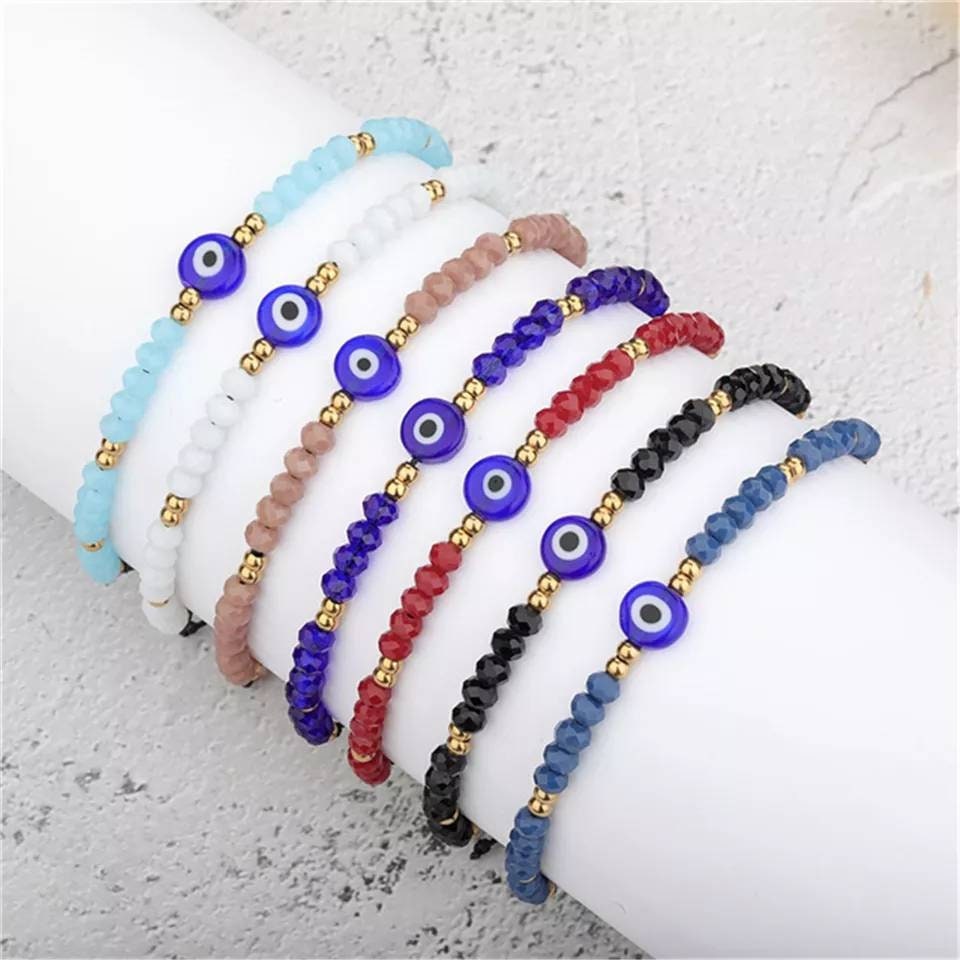 Evil Eye crystal beaded bracelet