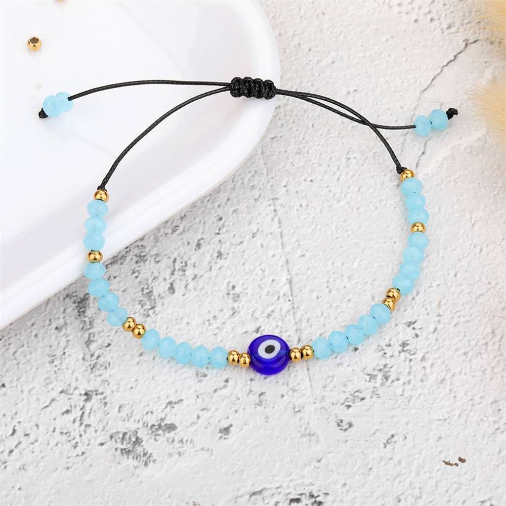 Evil Eye crystal beaded bracelet