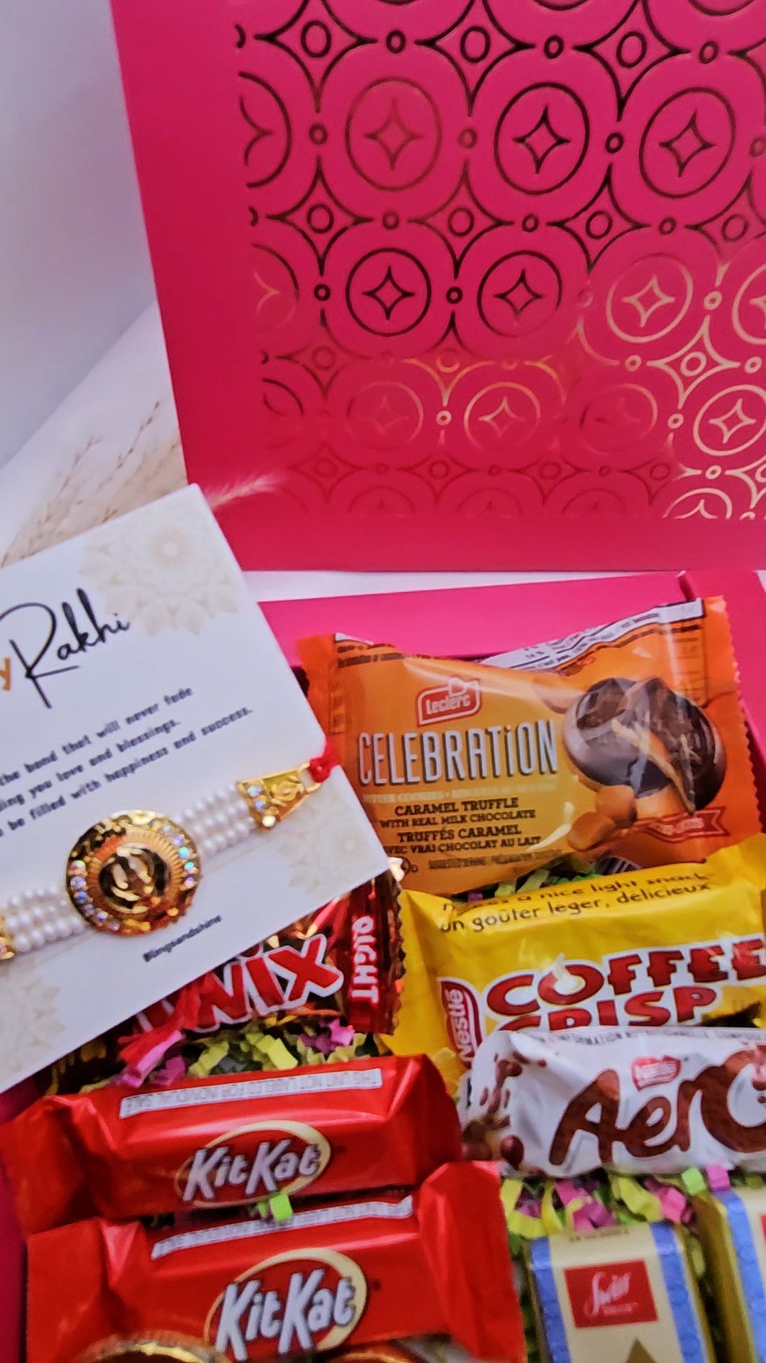 Basic Rakhdi Hamper| Rakhi box| Pink gold rakhi box