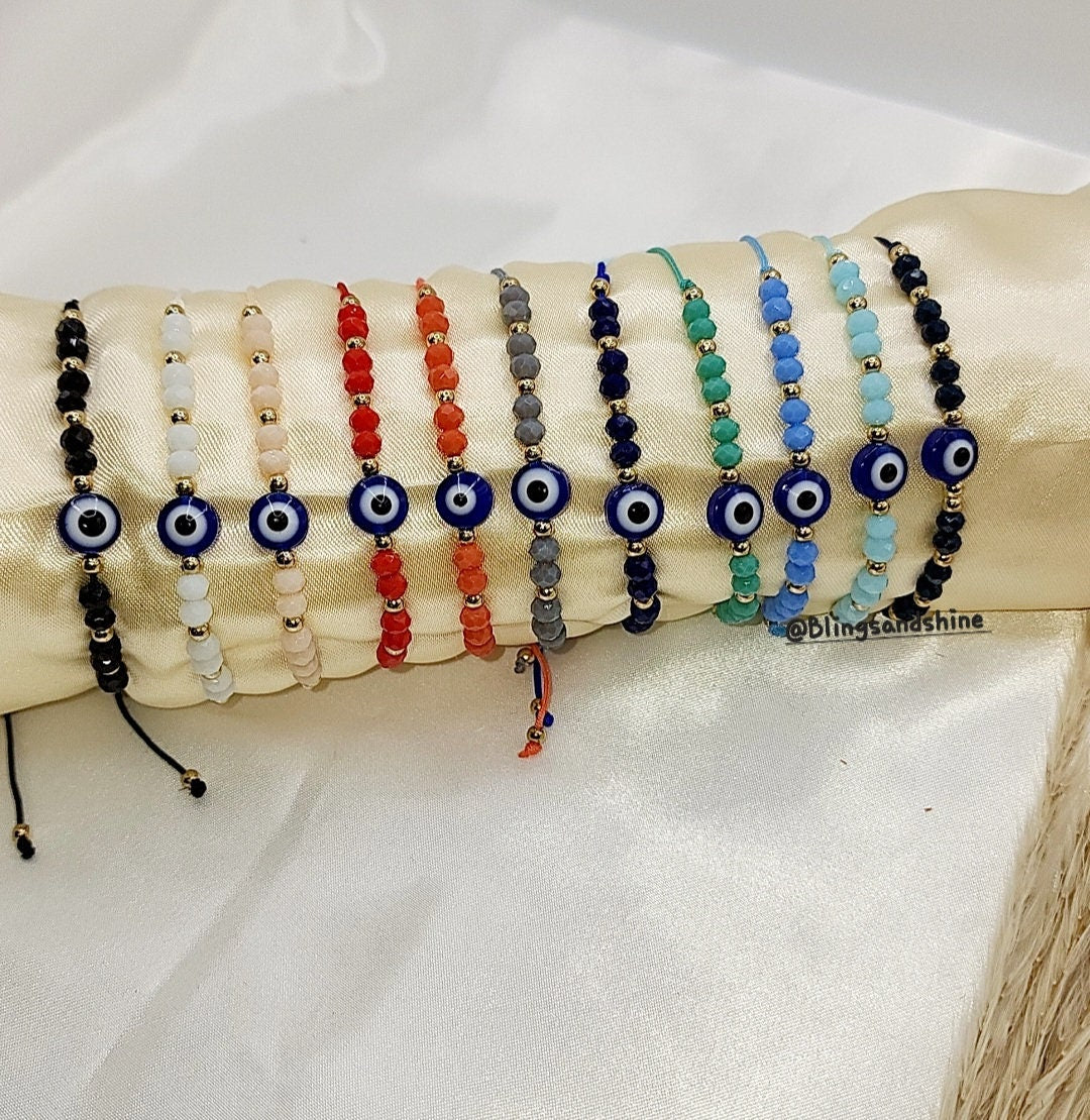 Evil eye Multicolor Crystal adjustable bracelets