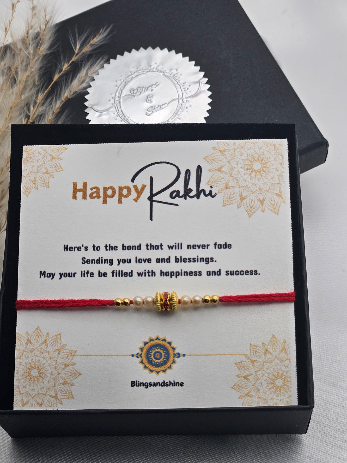 Pearl beaded simple Rakhi | simple Rakhri