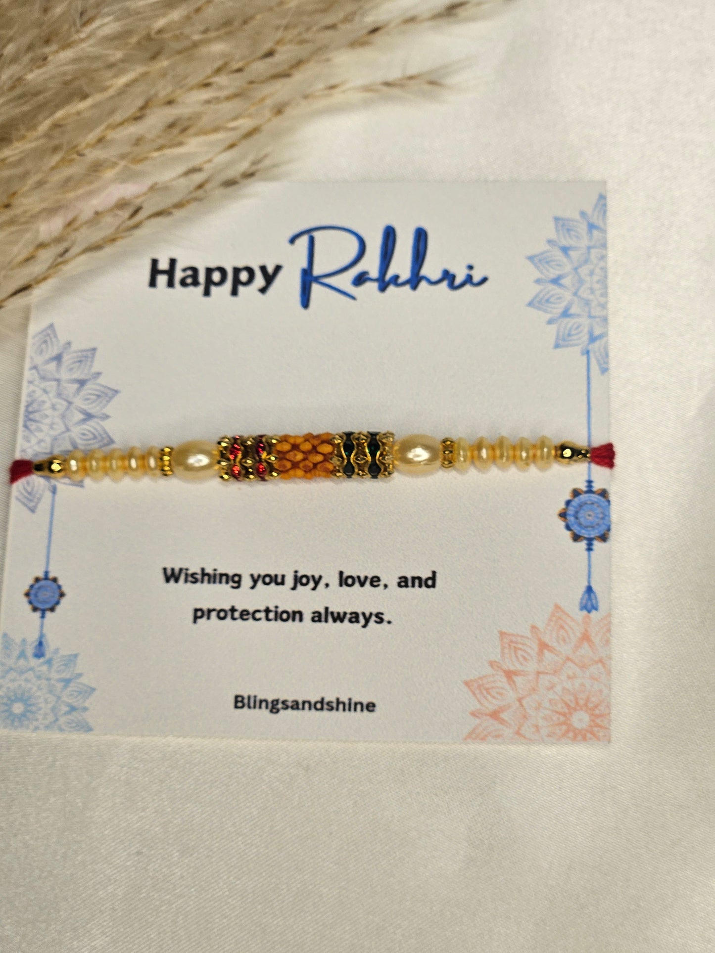 Pearl beads rakhi | Red green pearl rakhi