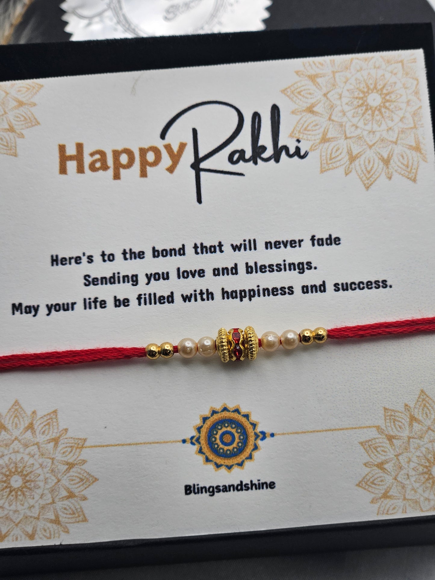 Pearl beaded simple Rakhi | simple Rakhri