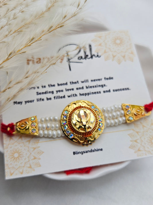 Khanda Rakhi | Khanda zircon Pearl Rakhdi