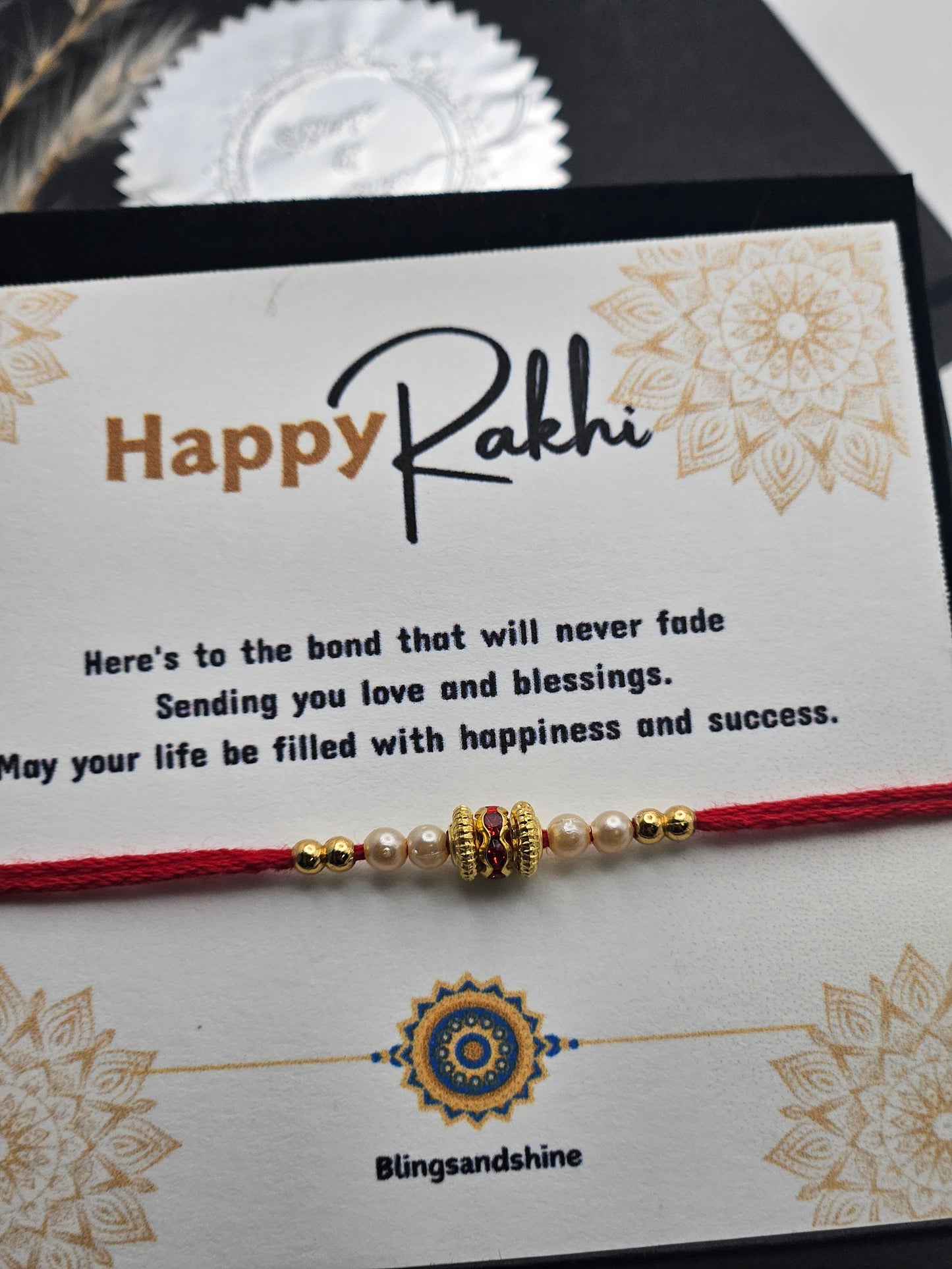 Pearl beaded simple Rakhi | simple Rakhri