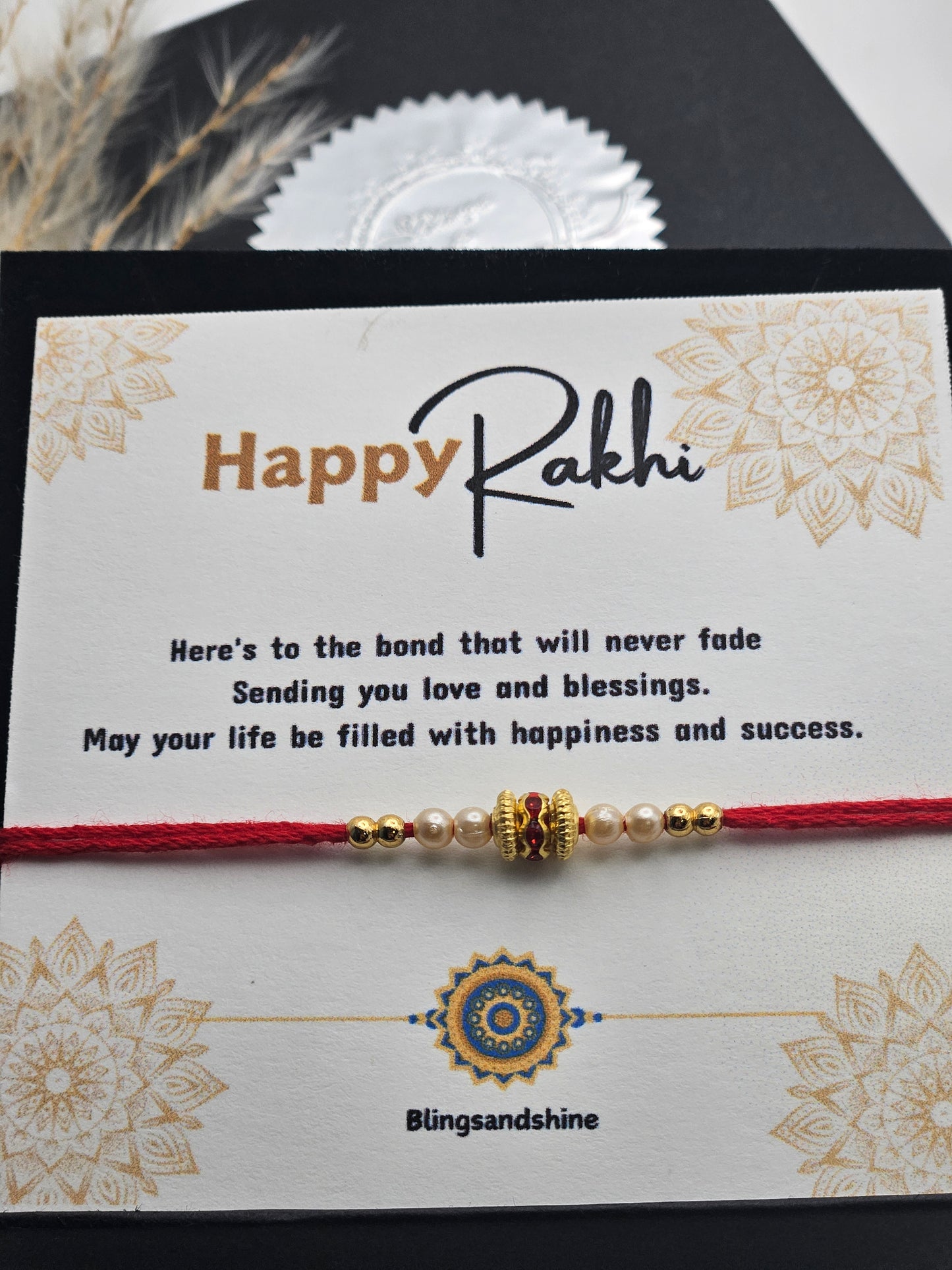 Pearl beaded simple Rakhi | simple Rakhri